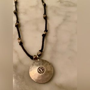 Pewter Necklace on black cord chain